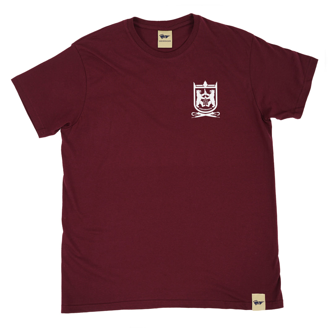 Wappen Brustprint T-Shirt - Burgundy